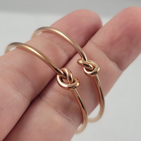 1.5" Rose Gold Knot Hoops - Picture 2 of 6